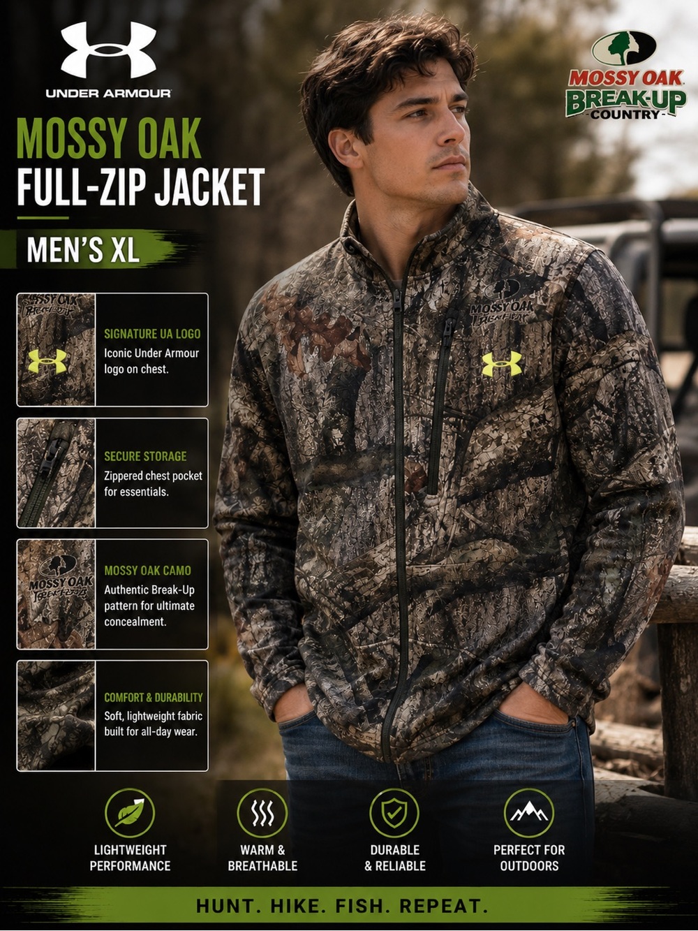 Under Armour Mossy Oak Camouflage Full-Zip Jacket - Men's